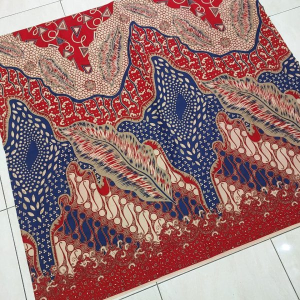 Kain batik katun primisima printing merah biru