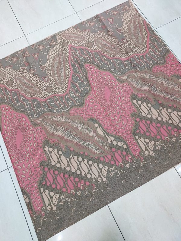 Kain batik katun primisima printing Merah muda abu abu