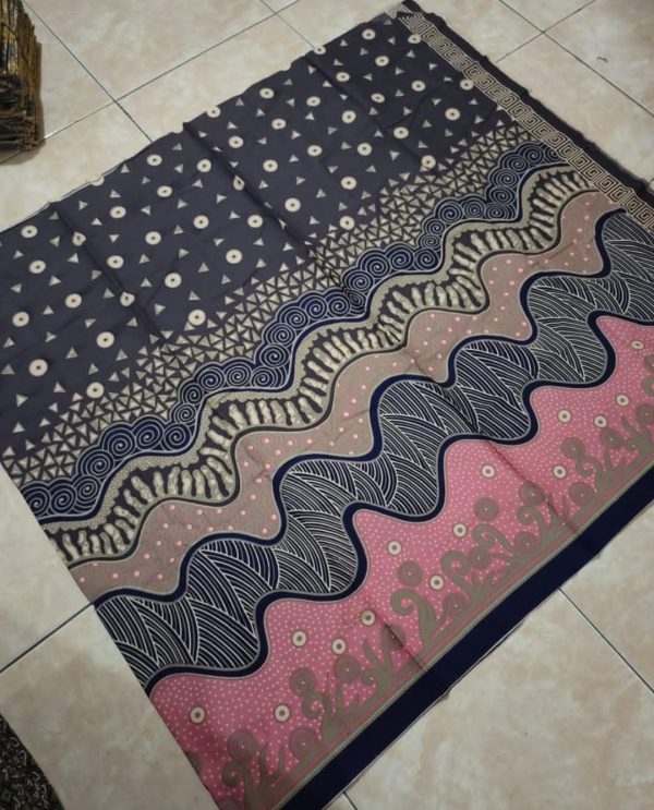 Kain batik katun primisima printing warna Hitam & Merah Muda