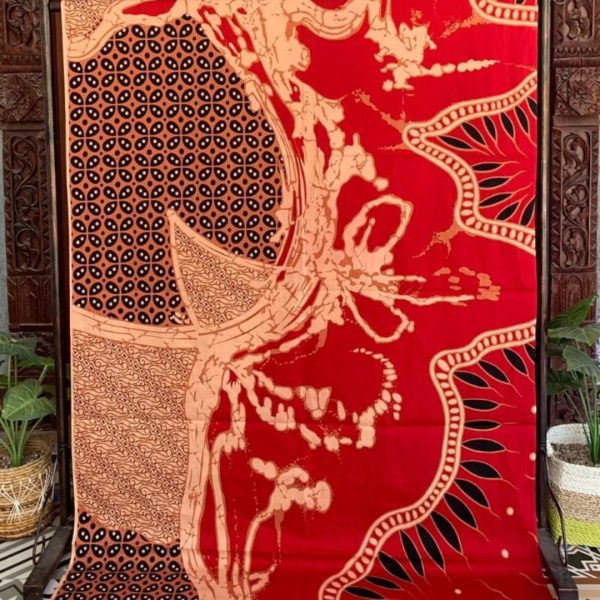 Kain batik katun primisima printing warna Merah
